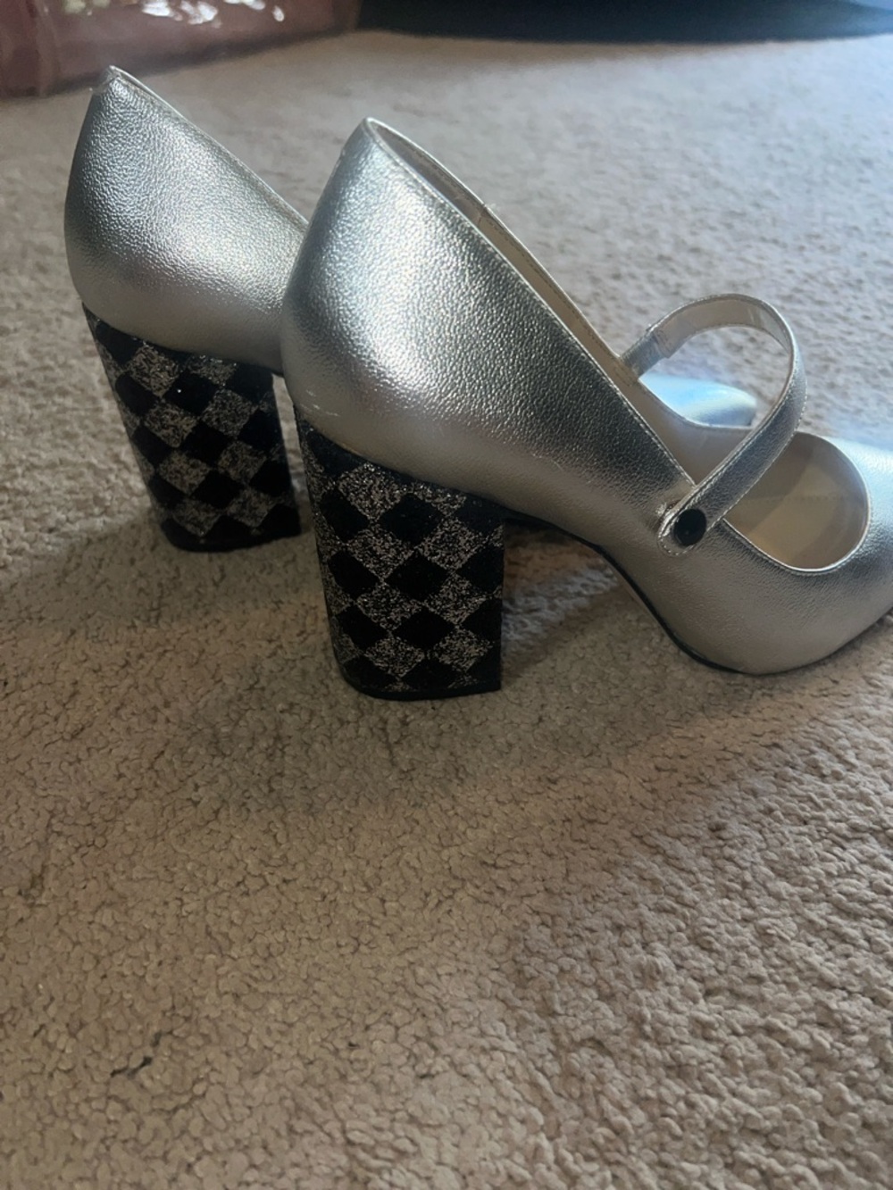 Katy Perry Collections Metallic Silver Mary Jane Pointed Pumps - Picture 3 of 4